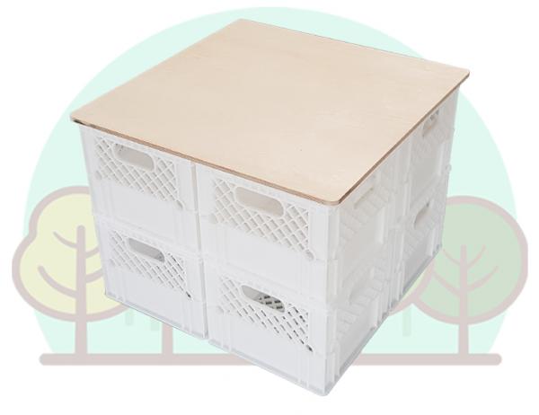 큰 밀크 박스 테이블 [화이트 2단]