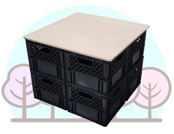 큰 밀크 박스 테이블 [블랙 2단]